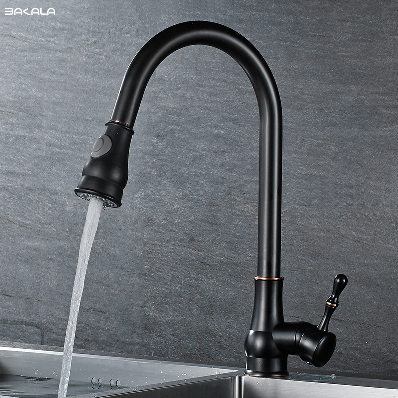 Commercial Kitchen Mixer Tap - BAKALA Single Hole Kitchen Faucet Pull