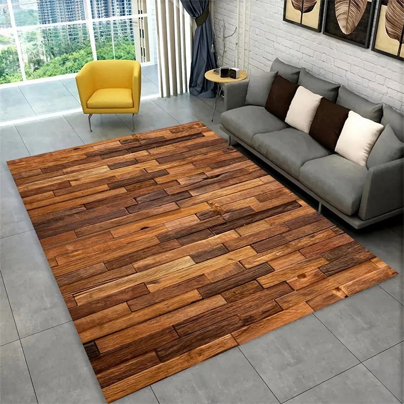 Commercial Kitchen Mats - 3D Wood Grain Retro Area Rug
