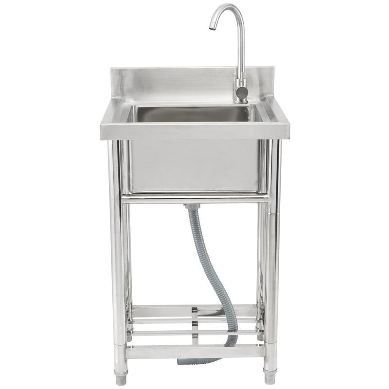 Commercial Kitchen Tap - Stainless steel washbasin, freestanding washbasin, including