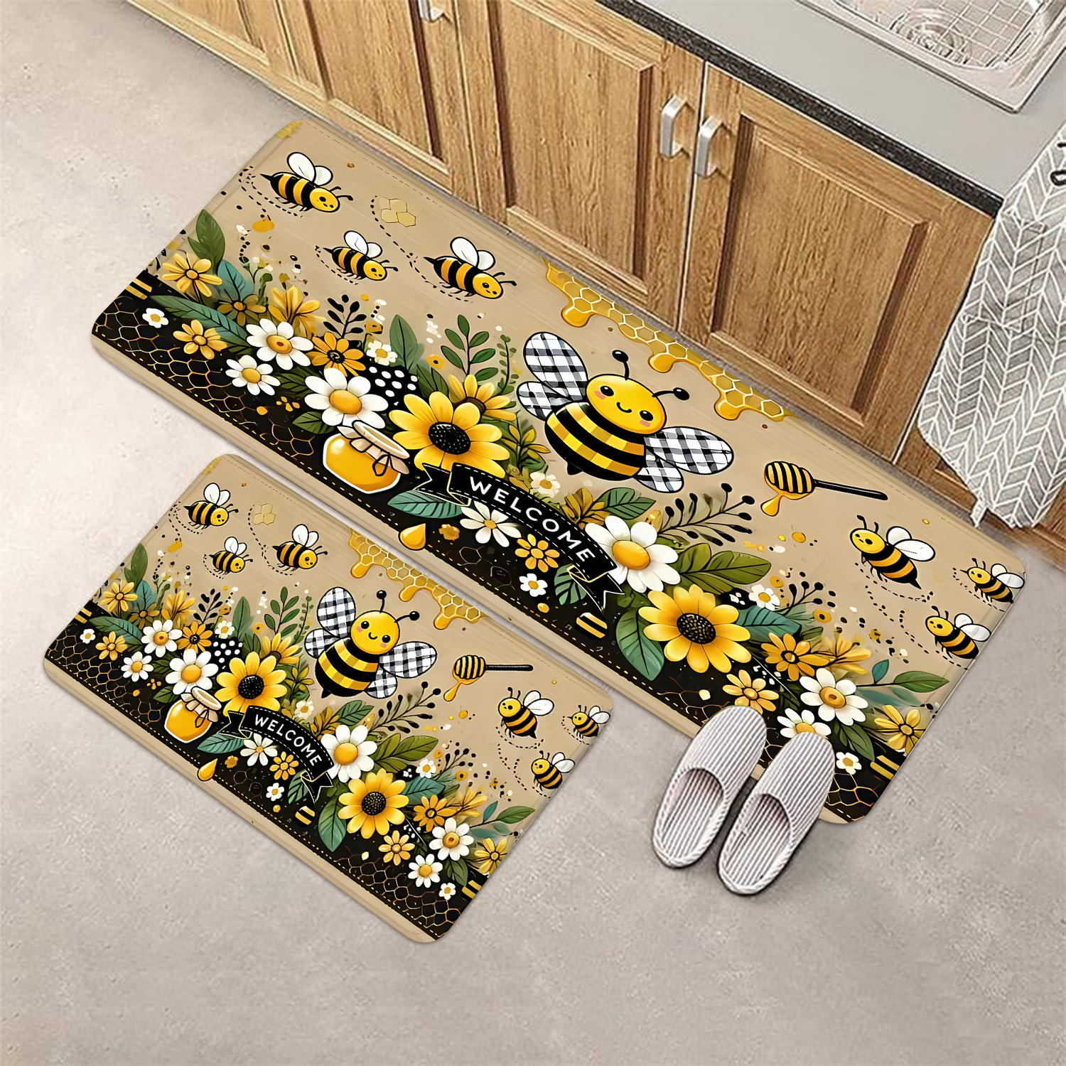 Bee Flower Kitchen Long Carpet - Commercial Kitchen Mats avis et prix