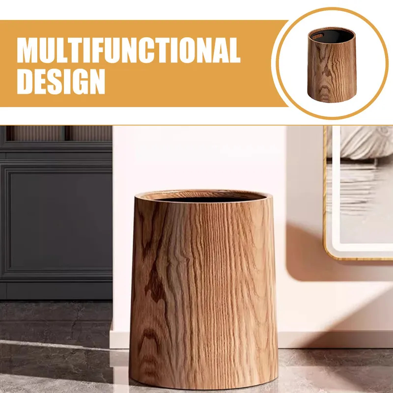 Durable wood grain garbage can - Commercial Kitchen Garbage Can avis et prix
