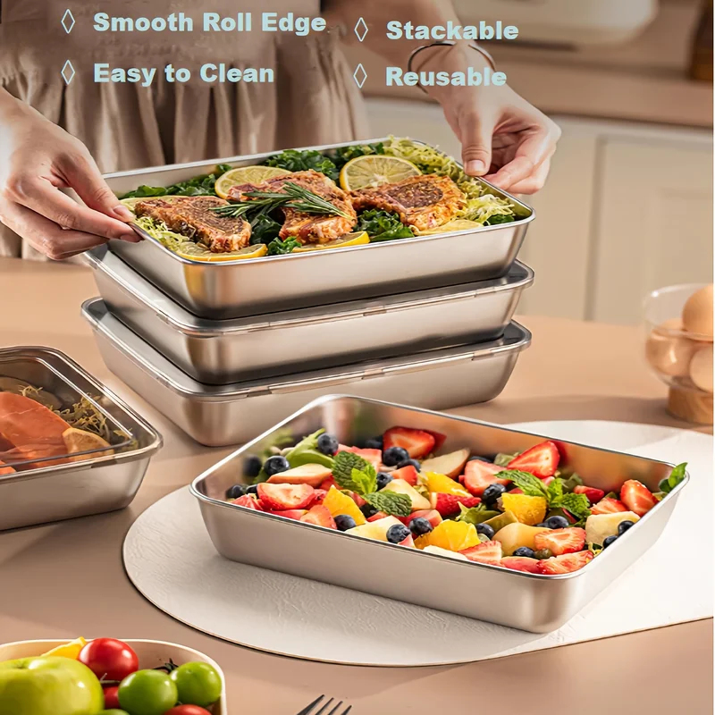 3pcs Stainless Steel Food Cont - Commercial Kitchen Setup avis et prix