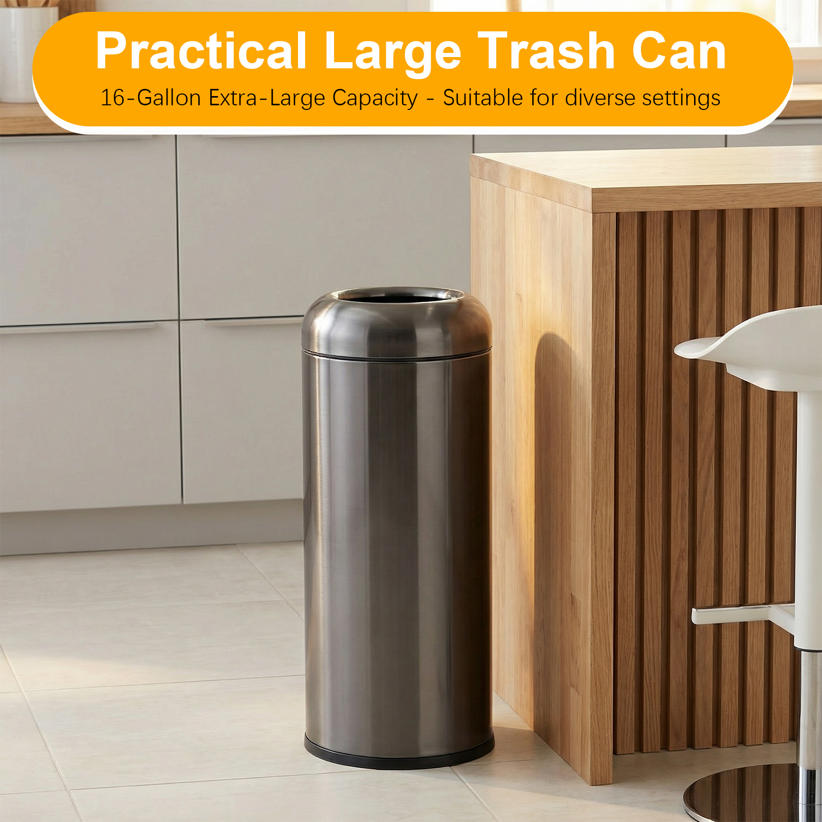 16 Gallon Open Top Tall Trash  - Commercial Kitchen Garbage Can avis et prix