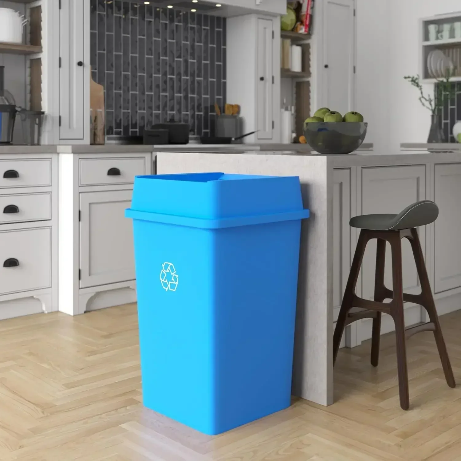 35 Gallon Blue Square Commerci - Commercial Kitchen Garbage Can avis et prix