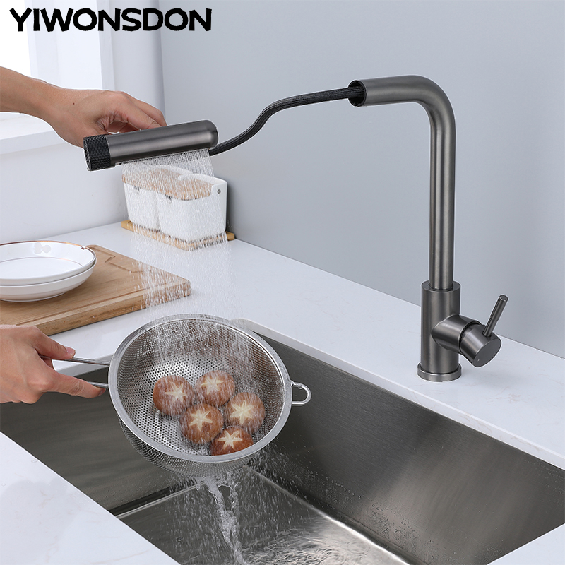 6 Mode Gray Kitchen Faucets Pu - Commercial Kitchen Mixer Tap avis et prix
