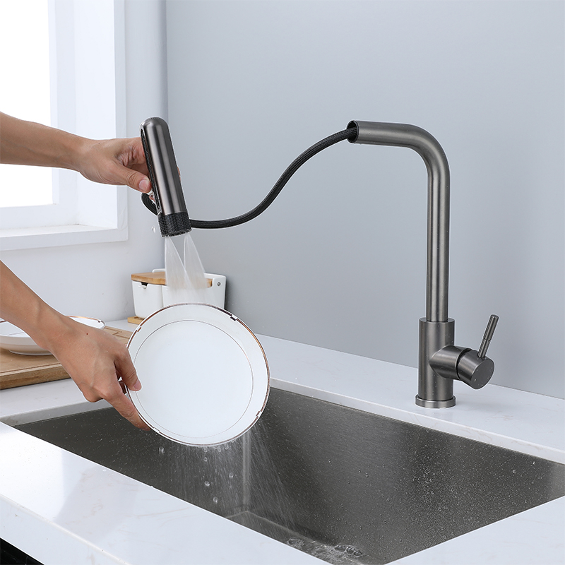 6 Mode Gray Kitchen Faucets Pu - Commercial Kitchen Mixer Tap avis et prix