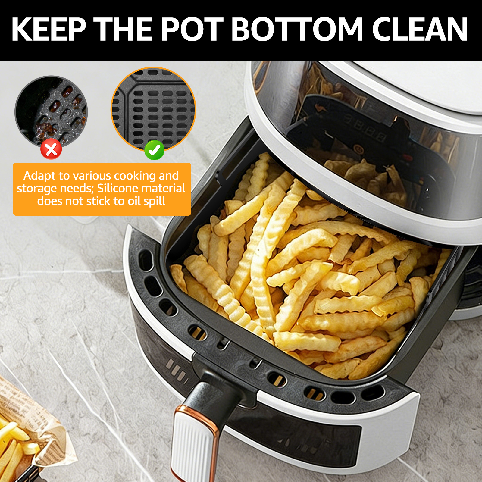 2Pcs Air Fryer Silicone Liners - Commercial Kitchen Cooking avis et prix