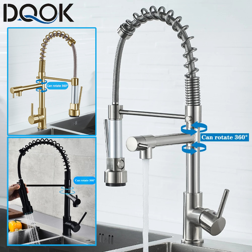 DQOK Black Brushed Spring Pull - Commercial Kitchen Mixer Tap avis et prix