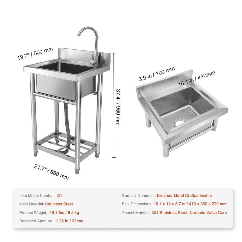 Stainless steel washbasin, fre - Commercial Kitchen Tap avis et prix