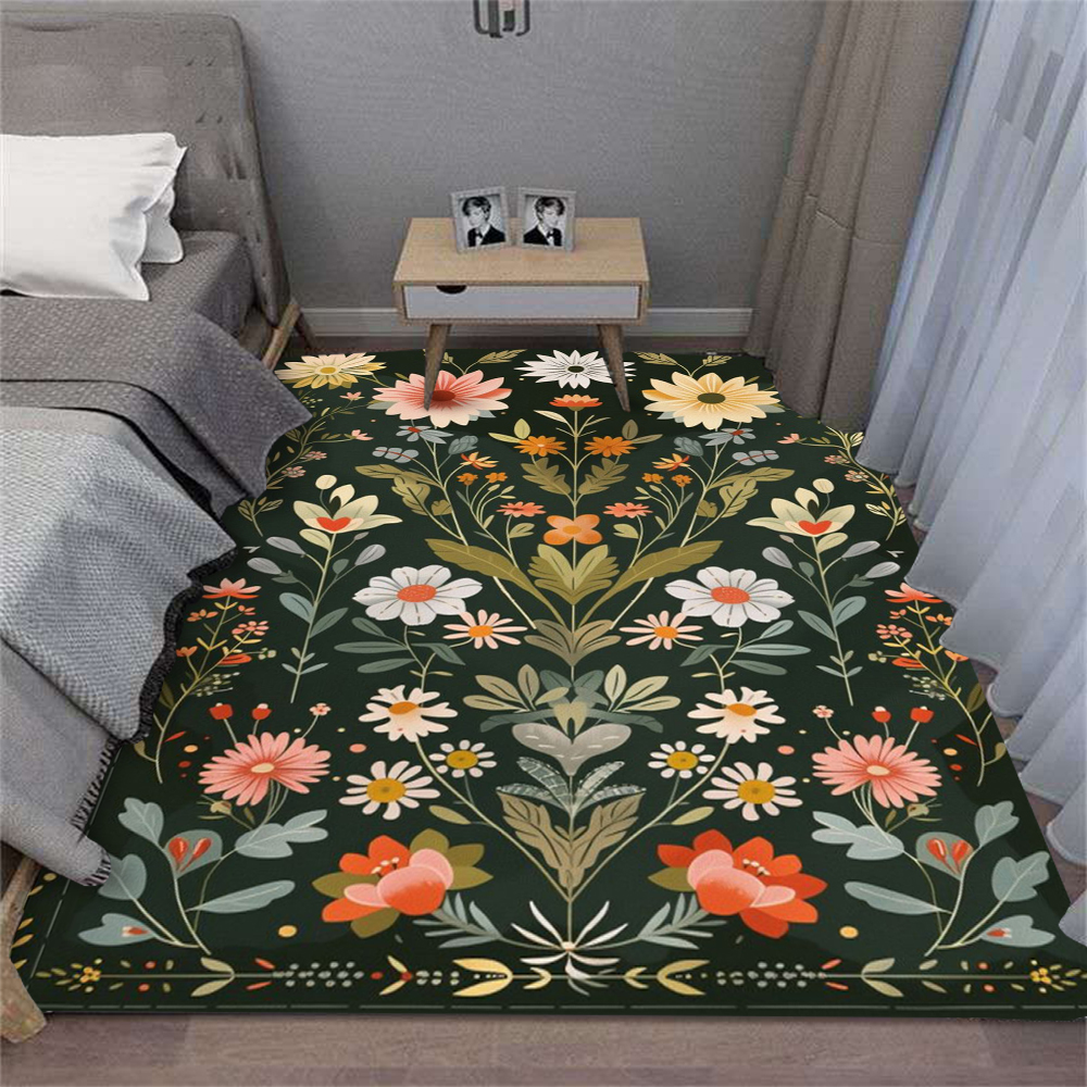 Dark Green Leafy Flowers Carpe - Commercial Kitchen Mats avis et prix