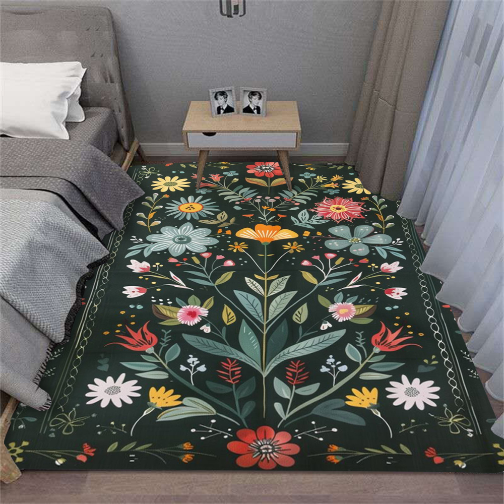 Dark Green Leafy Flowers Carpe - Commercial Kitchen Mats avis et prix