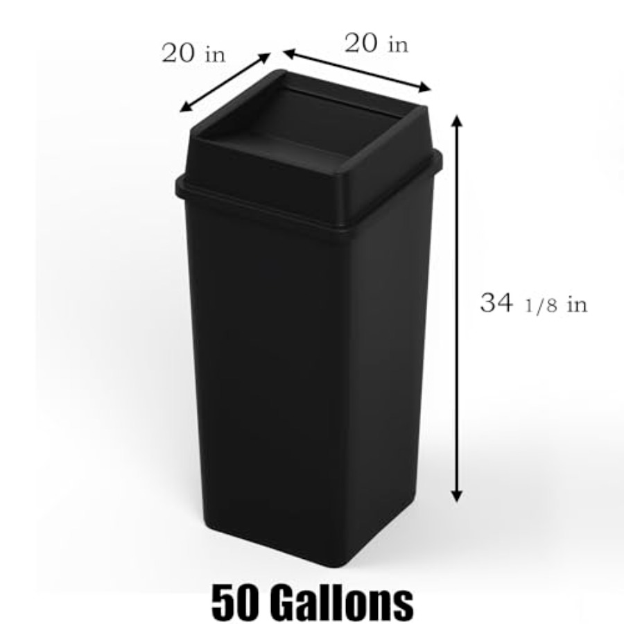 50 Gallon Black Square Commerc - Commercial Kitchen Garbage Can avis et prix