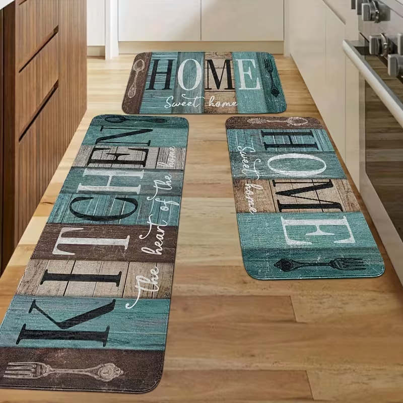 Green, Brown and Teal Farmhous - Commercial Kitchen Mats avis et prix