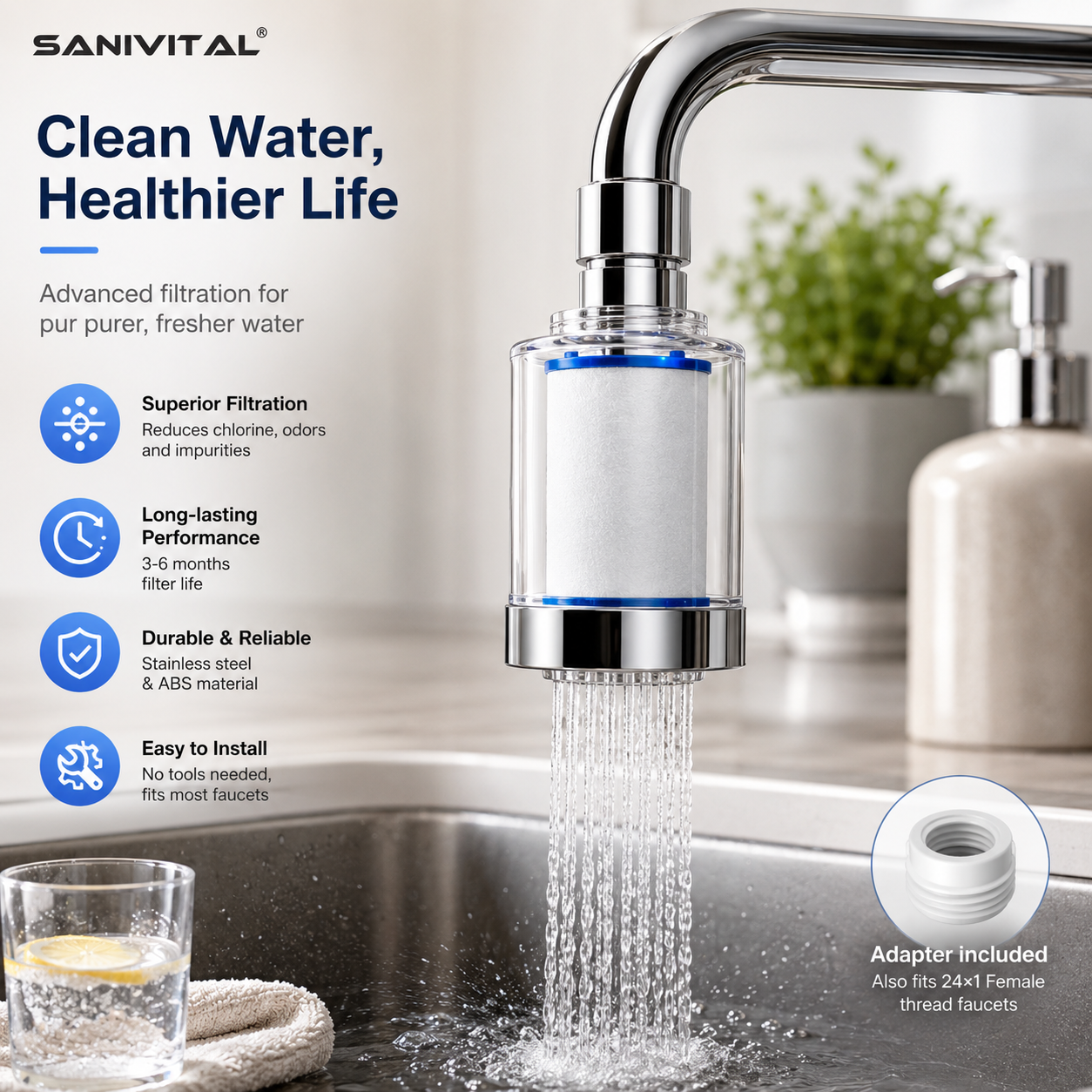 SANIVITAL Faucet Water Filter  - Commercial Kitchen Tap avis et prix